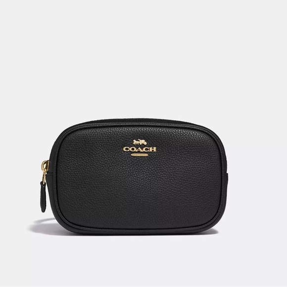 Coach Handbags - Coach Black Pebbled Leather Zip Belt Bag